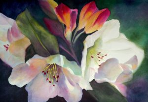 Blossomed – 22″ x 18″ Original Framed watercolor :: SOLD