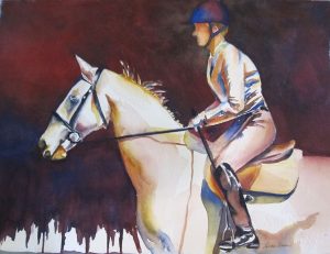 Horse and Rider - 20"x 16" Original Matted Watercolor :: $200