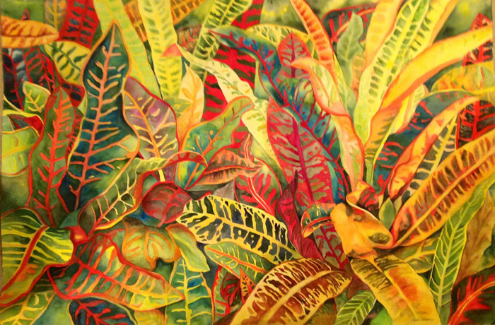 Tropical Paradise – 40″ x 60″ Original Framed Watercolor :: $4,500