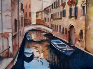 Venice – 9″x12″ Original Framed Watercolor :: SOLD
