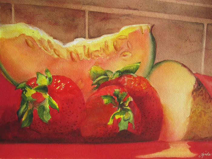 Fruit Plate – 20” x 16” Matted Original Watercolor :: $250.00