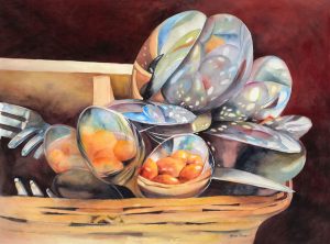 Reflections by the Spoonful – 39” x 32” Original Framed Watercolor :: $1200.00
