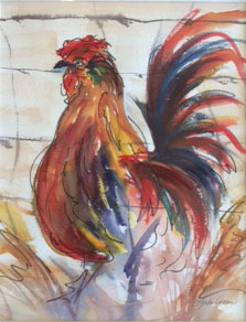 Rooster -- Original Watercolor